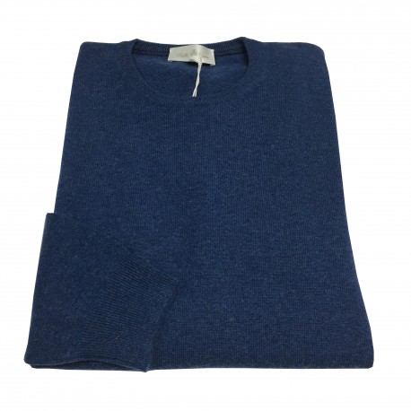 DELLA CIANA girocollo uomo blu oltremare 80% lana 20% cashmere MADE IN ITALY