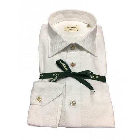 BORRIELLO camicia uomo bianco operato 100% cotone MADE IN ITALY