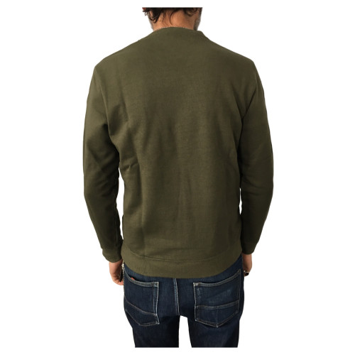 BKØ felpa uomo garzata verde militare 100% cotone mod SU17010 MADE IN ITALY