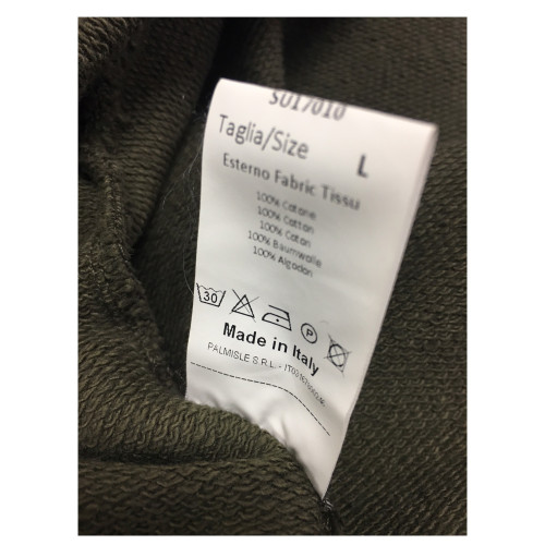BKØ felpa uomo garzata verde militare 100% cotone mod SU17010 MADE IN ITALY