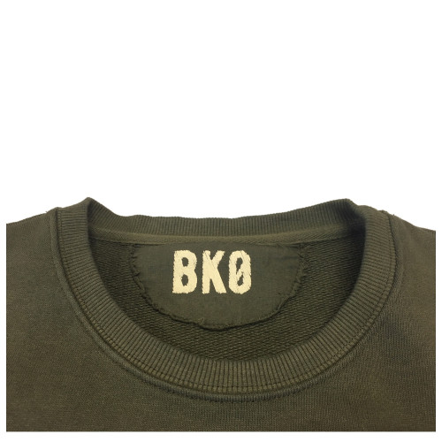 BKØ felpa uomo garzata verde militare 100% cotone mod SU17010 MADE IN ITALY