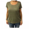 LA FEE MARABOUTEE t-shirt donna kaki con applicazioni strass 100%lino mod FA3122