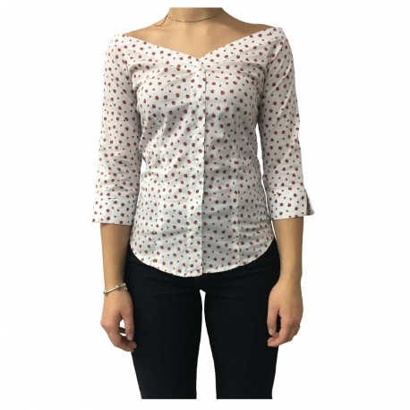 AND camicia donna cotone bianco/rosso coccinelle mod D763E820T