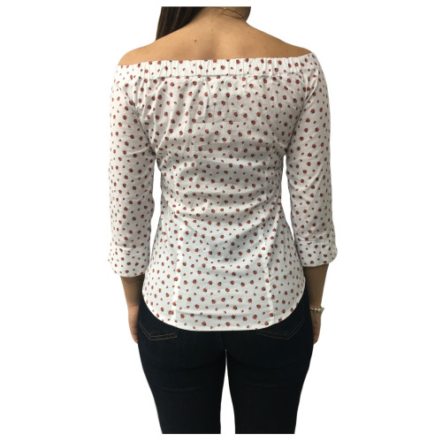 AND camicia donna cotone bianco/rosso coccinelle mod D763E820T