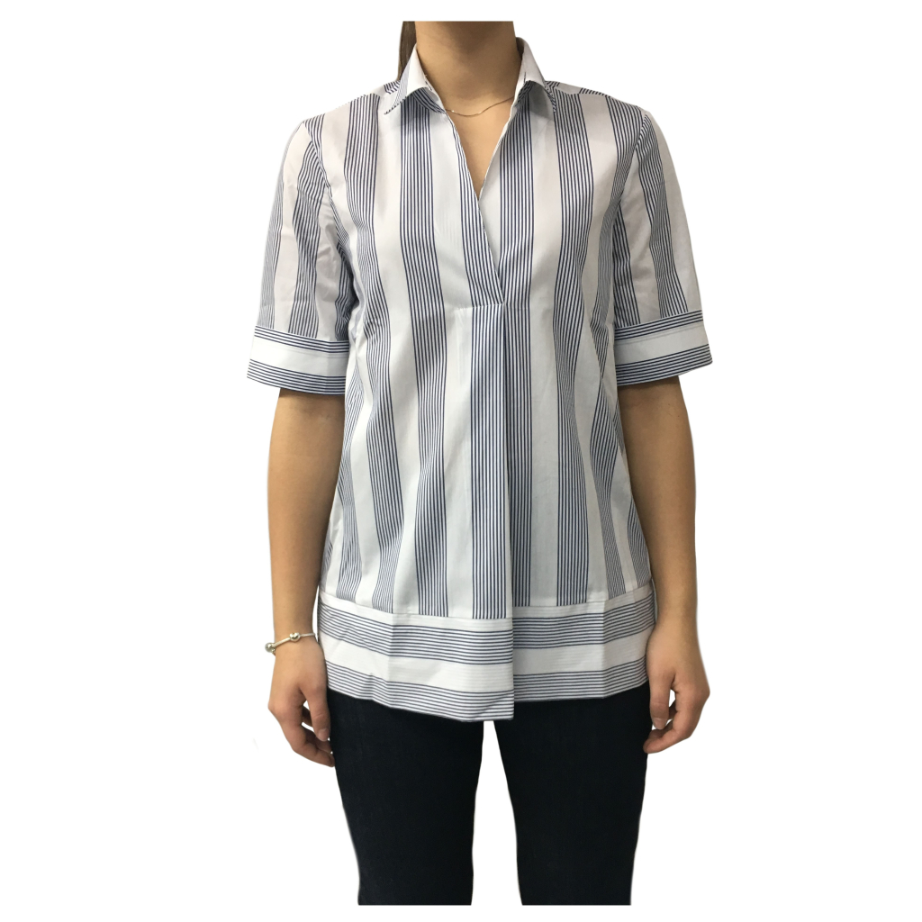 AND woman shirt white/blue cotton mod D477E818M