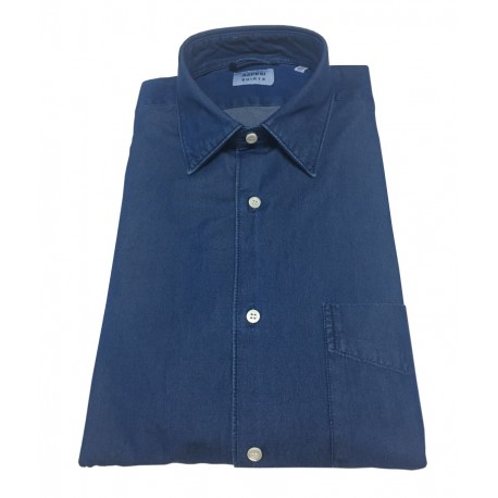 ASPESI man denim shirt man SEDICI CE36 6191 with 100% cotton pocket