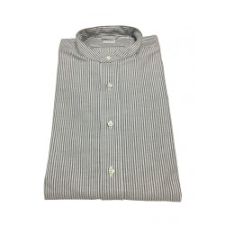 ASPESI camicia uomo,  modello CE76 B032 BRUCE, collo coreano,  righe bianco/nero, 100% cotone