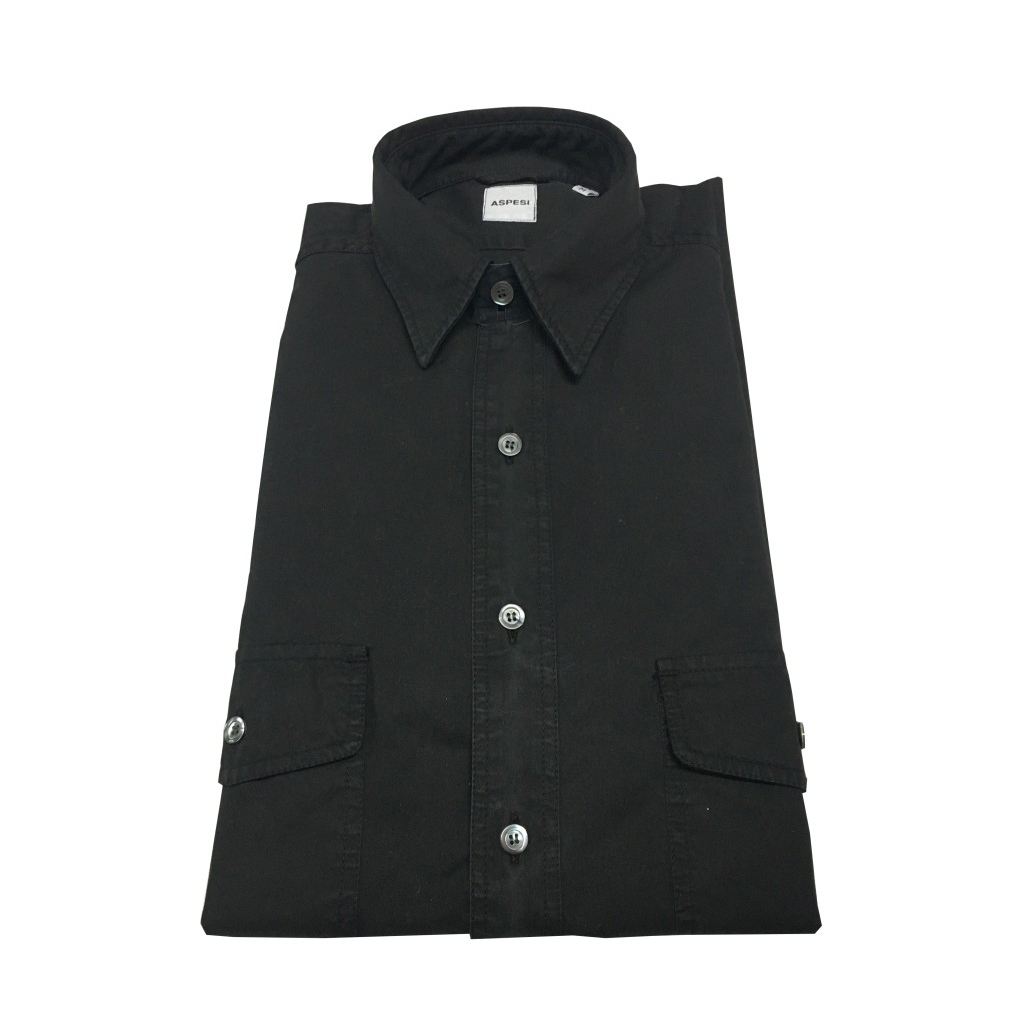 ASPESI camicia uomo nero mod CE74 2561 GASOLINA 100% cotone