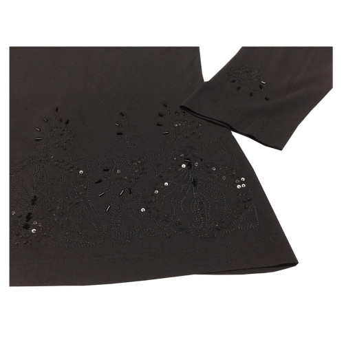 ELENA MIRO' maglia donna nera con applicazioni in tinta 100% seta