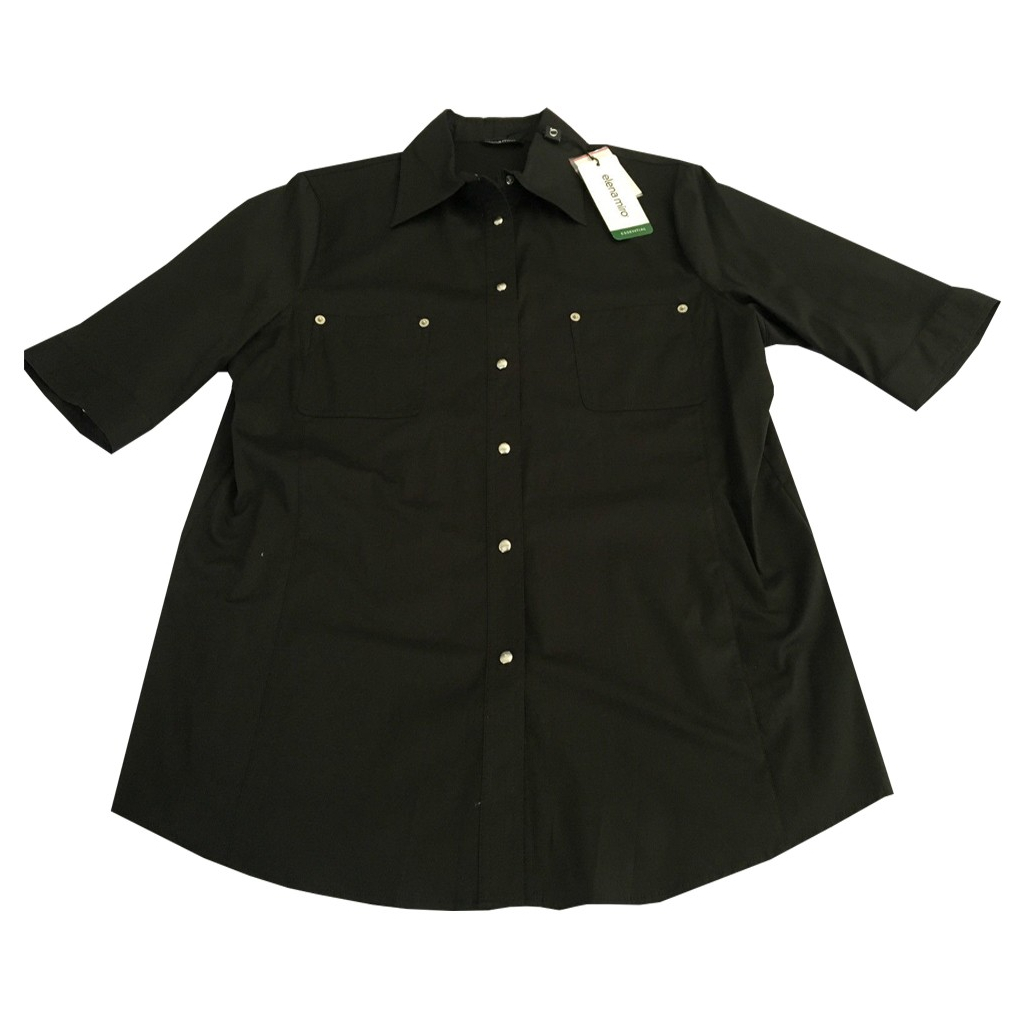 ELENA MIRO' shirt woman half sleeve black with snap buttons 97% cotton 3% elastane