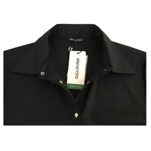 ELENA MIRO' shirt woman half sleeve black with snap buttons 97% cotton 3% elastane