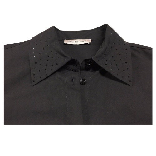 ELENA MIRO' shirt woman black collar and cuffs with strass  67% cotton 33% polyester