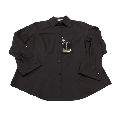 ELENA MIRO' shirt woman black collar and cuffs with strass  67% cotton 33% polyester