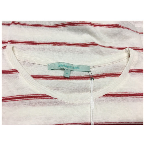 LA FEE MARABOUTEE t-shirt donna righe bianco/rosso 75% lino 25% cotone FA7324
