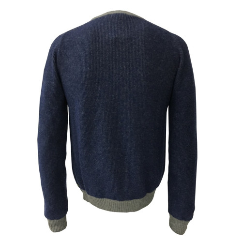 IRISH CRONE man wool denim/gray sweater  MADE IN ITALY