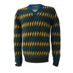 IRISH CRONE knitted men's crew neck, black color, 50% wool and 18% acrylic 16% polyamide 16% mohair MADE IN ITALY