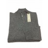 FERRANTE knit man with neck buttons and concealed zip, gray