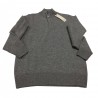 FERRANTE knit man with neck buttons and concealed zip, gray