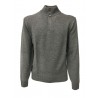 FERRANTE knit man with neck buttons and concealed zip, gray