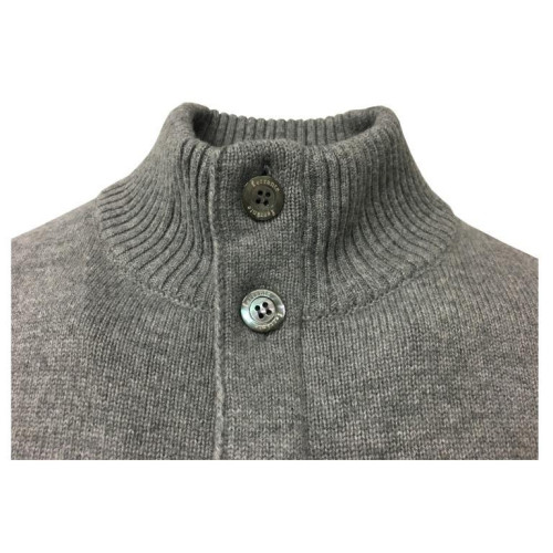 FERRANTE maglia uomo con bottoni collo e zip nascosta, grigio