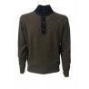 DELLA CIANA   knitted brown / blue man with buttons 80% wool 20% cashmere MADE IN ITALY