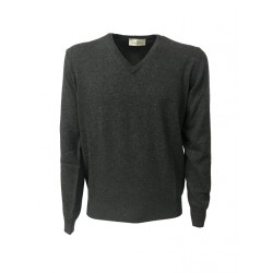 DELLA CIANA maglia uomo a V antracite 80% lana 20% cashmere MADE IN ITALY 