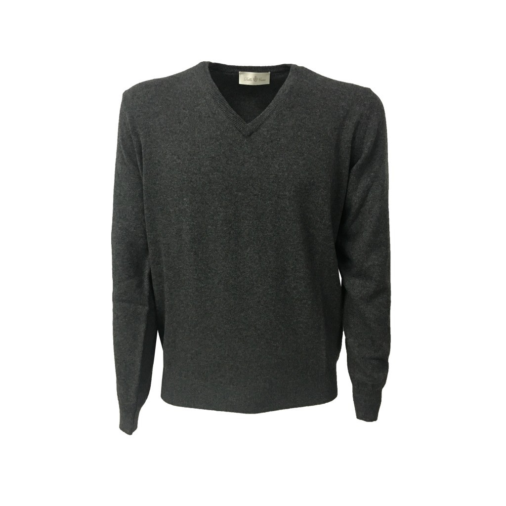 DELLA CIANA  knit man to V Anthracite 80% wool 20% cashmere slim fit MADE IN ITALY