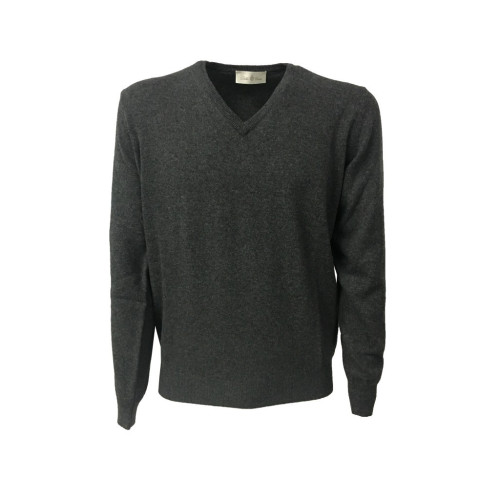 DELLA CIANA maglia uomo a V antracite 80% lana 20% cashmere MADE IN ITALY 