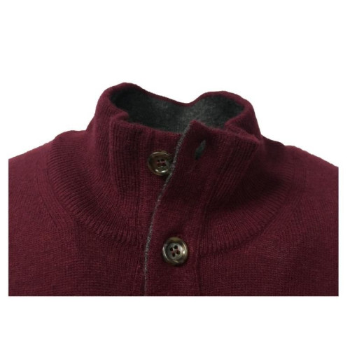 DELLA CIANA  knit man with buttons, burgundy, gray interior neck 80% wool 20% cashmere MADE IN ITALY