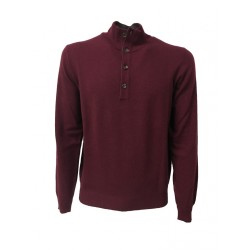 DELLA CIANA knit man with buttons, burgundy, gray interior neck 80% wool 20% cashmere MADE IN ITALY