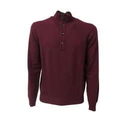 DELLA CIANA  knit man with buttons, burgundy, gray interior neck 80% wool 20% cashmere MADE IN ITALY