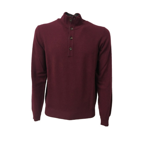 DELLA CIANA  knit man with buttons, burgundy, gray interior neck 80% wool 20% cashmere MADE IN ITALY