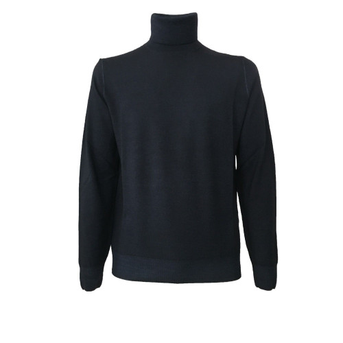 FERRANTE man blue mélange dyed roll neck men 100% wool MADE IN ITALY