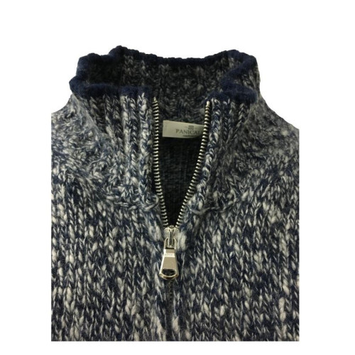 PANICALE man blue/ice cardigan with zip  100% cashmere MADE IN ITALY