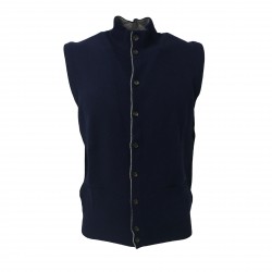 DELLA CIANA gilet uomo blu tampone profili grigio 80% lana 20% cashmere