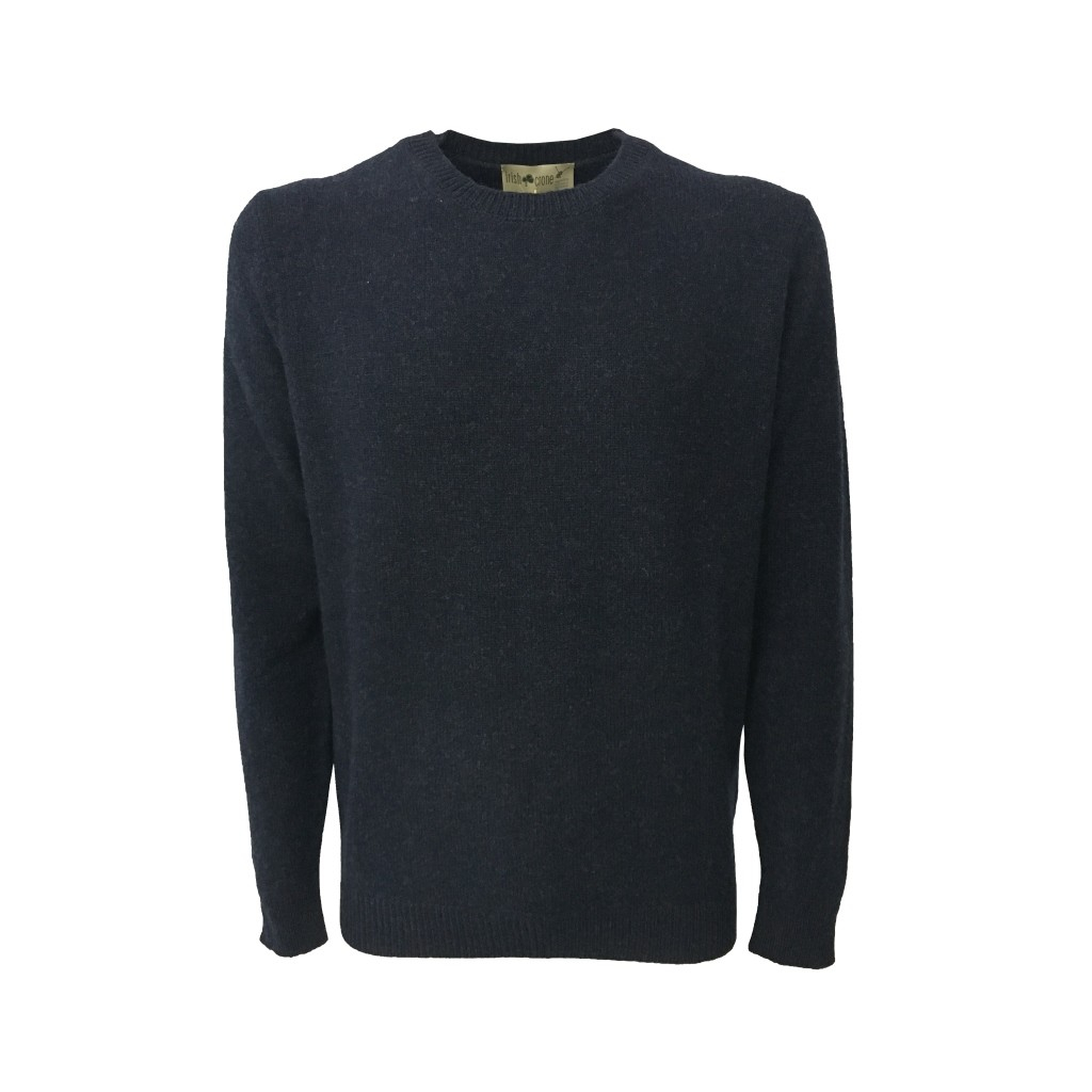 IRISH CRONE man blue sweater 100% wool MADE IN ITALY