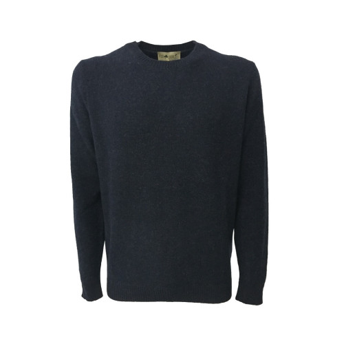 IRISH CRONE man blue sweater 100% wool MADE IN ITALY