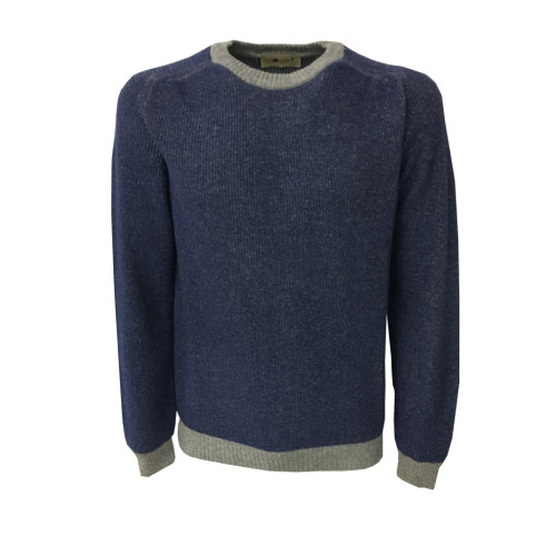 IRISH CRONE man wool denim/gray sweater  MADE IN ITALY