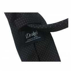 DRAKE'S man's tie lined 7 cm blue 100% silk MADE IN ENGLAND
