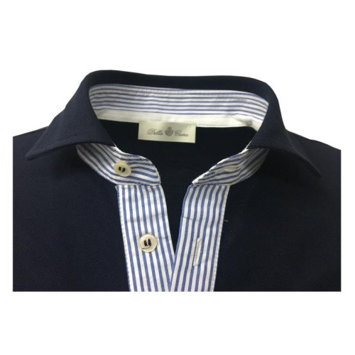 DELLA CIANA polo uomo blu con dettagli in contrasto righe bianco/azzurro mod 81/50173 100% cotone