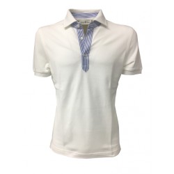 DELLA CIANA polo uomo bianca con dettagli in contrasto righe bianco/azzurro mod 81/50173 100% cotone