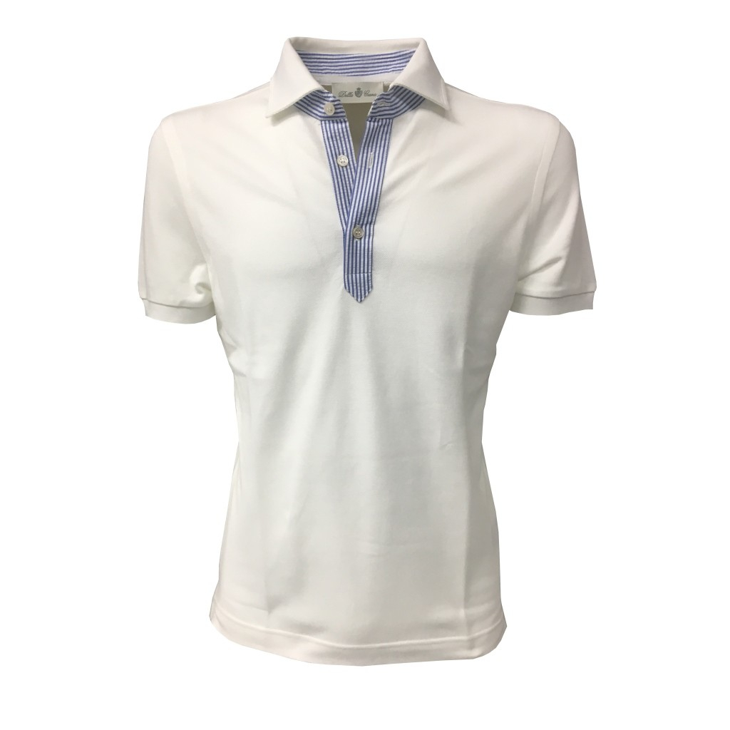 DELLA CIANA polo uomo bianca con dettagli in contrasto righe bianco/azzurro mod 81/50173 100% cotone