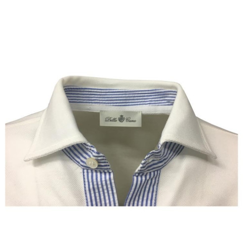 DELLA CIANA polo uomo bianca con dettagli in contrasto righe bianco/azzurro mod 81/50173 100% cotone