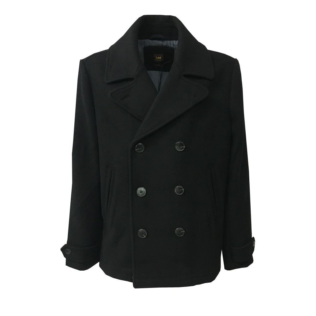 LEE man jacket black mod L89OAV01 PREMIUM WOOL PEACOAT 75% wool