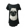 VESTI L'ARTE t-shirt donna nera mod. DOG 100% cotone MADE IN ITALY