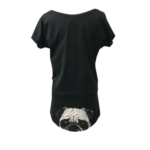 VESTI L'ARTE black woman t-shirt mod. MK08 ALONE 100% cotton MADE IN ITALY