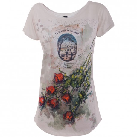 VESTI L'ARTE pink woman t-shirt mod. DM07TSX LE ROSE MADE IN ITALY