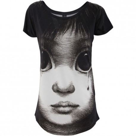 VESTI L'ARTE black woman t-shirt mod. MK06TSX WISTFUL MADE IN ITALY