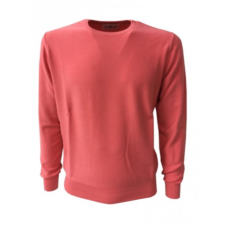 DELLA CIANA man crew neck sweater, coral color 100% cotton MADE IN ITALY