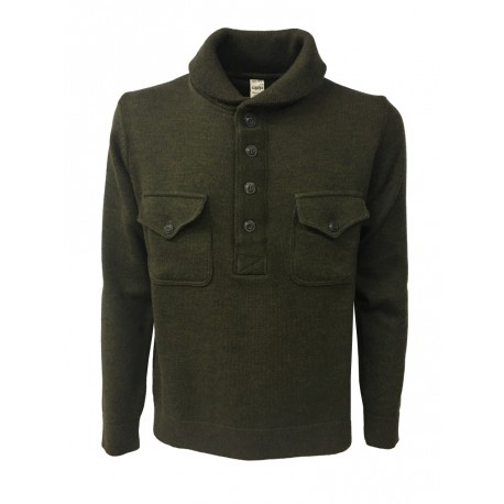 GRP maglia uomo verde militare mélange 100% lana MADE IN ITALY